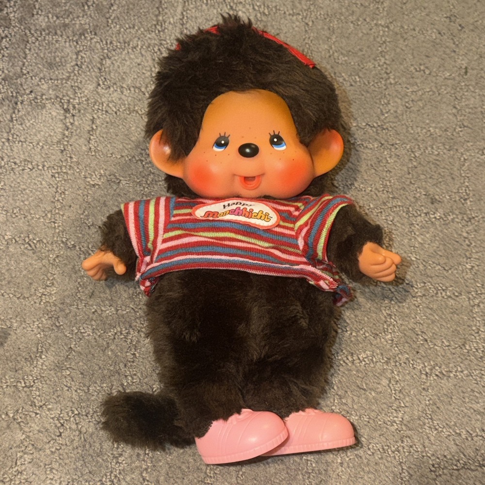 Rare Monchhichi Plush Toy Stuffed Animal Hand puppet Girl Clothes Sekiguchi